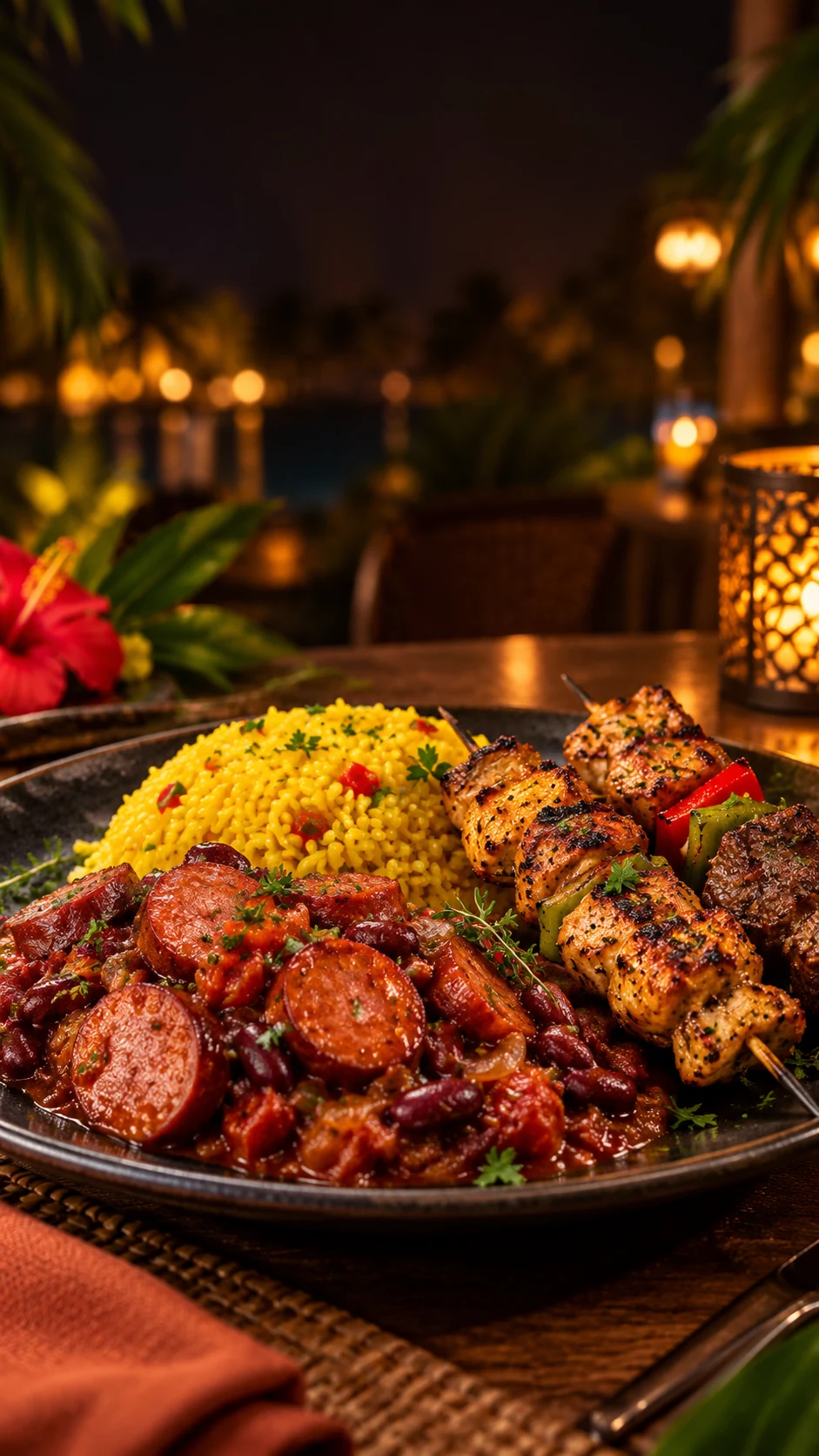 Sausage rougail and skewers
